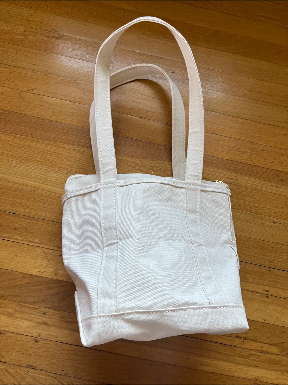 Vintage L.L. Bean boat and tote zip-top natural raw canvas long straps RARE
